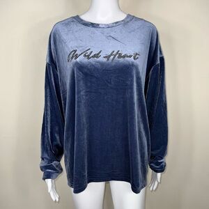 Forever 21+ “Wild Heart” Bedazzled Graphic Velour Long Sleeve Top 3X
